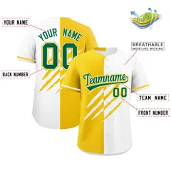 Gold White Tiger Claw Scratch Split Pattern Baseball Jersey 2