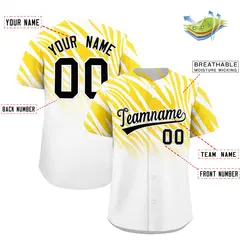Gold White Tiger Stripe Gradient Baseball Jersey 2
