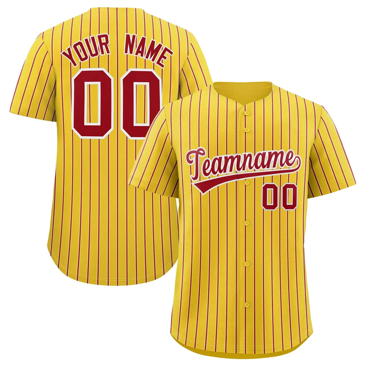 Gold White Tricolor Stripe Fashion Baseball Jersey