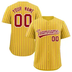 Gold White Tricolor Stripe Fashion Baseball Jersey