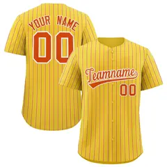 Gold White Tricolor Stripe Fashion Baseball Jersey 1