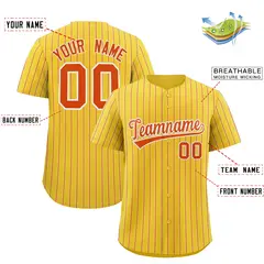 Gold White Tricolor Stripe Fashion Baseball Jersey 2