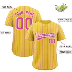 Gold White Tricolor Stripe Fashion Baseball Jersey 2
