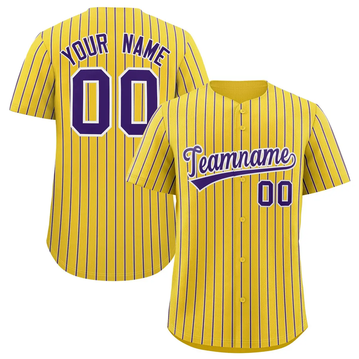 Gold White Tricolor Stripe Fashion Baseball Jersey