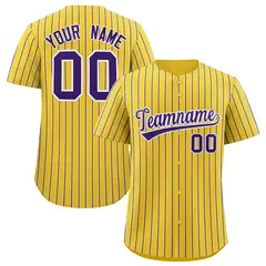 Gold White Tricolor Stripe Fashion Baseball Jersey 1