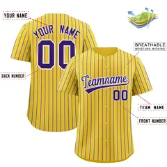 Gold White Tricolor Stripe Fashion Baseball Jersey 2