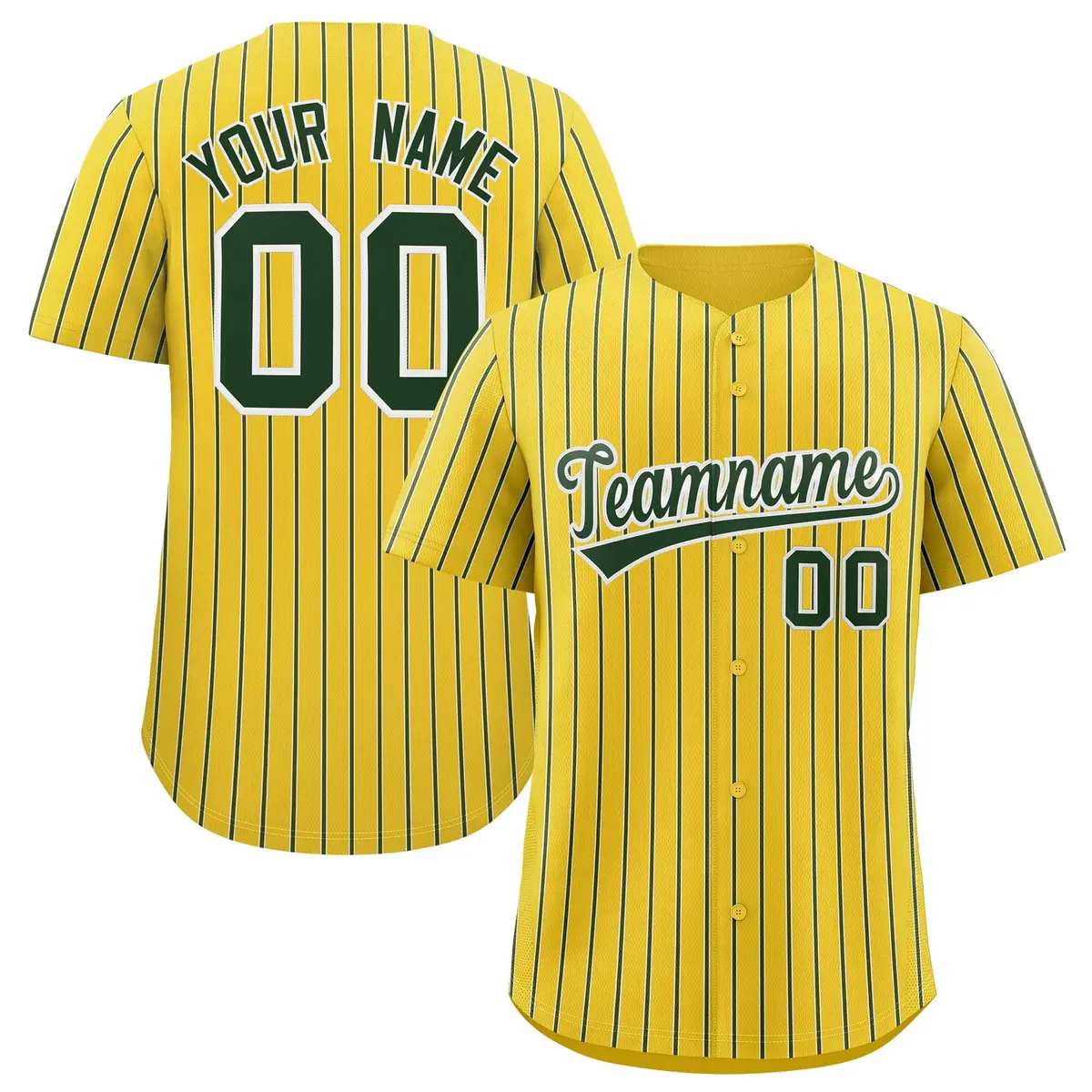 Gold White Tricolor Stripe Fashion Baseball Jersey