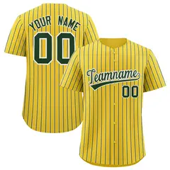 Gold White Tricolor Stripe Fashion Baseball Jersey