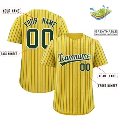 Gold White Tricolor Stripe Fashion Baseball Jersey 2