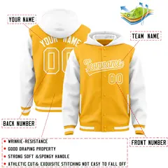 Gold White Two Tone Raglan Varsity Letterman Jacket Hoodie 4
