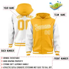 Gold White Two Tone Raglan Varsity Letterman Jacket Hoodie 4
