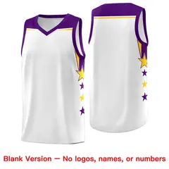 Gold White Two Tone Side Star Color Block Breathable Basketball Jersey 6