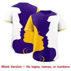 Gold White Valentine's Day Couple Silhouettes Baseball Jersey 2