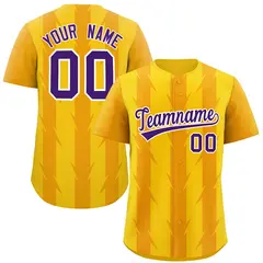 Gold Yellow Blade Pattern Raglan Baseball Jersey