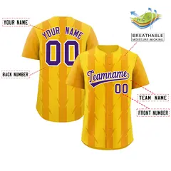 Gold Yellow Blade Pattern Raglan Baseball Jersey 2