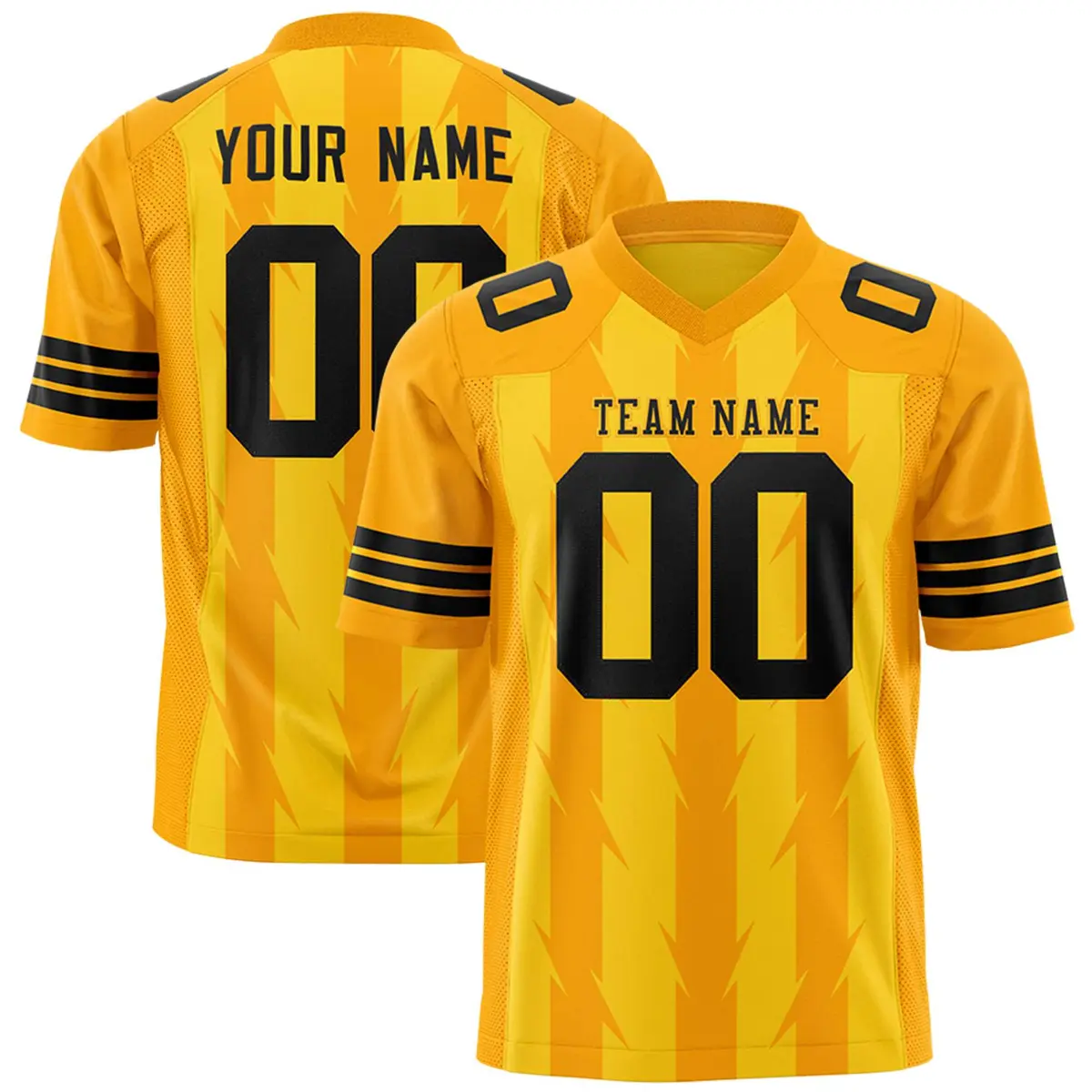 Gold Yellow Razr Stripe Graffiti Pattern Flag Football Jersey