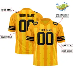 Gold Yellow Razr Stripe Graffiti Pattern Flag Football Jersey 2