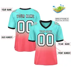 Gradient Aqua Light Red White-Black Outdoor Football Jersey 2
