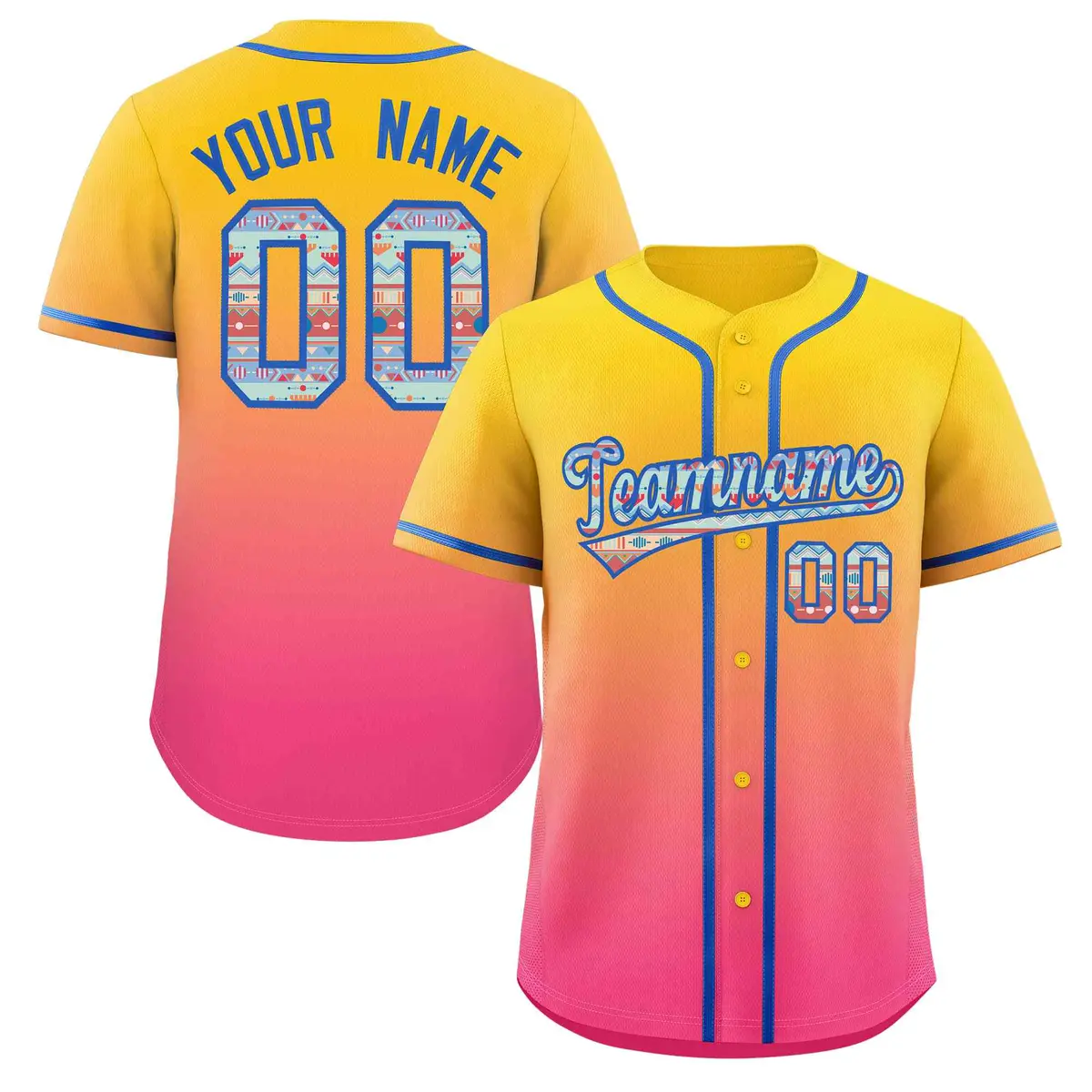 Gradient Ethnic Pattern Baseball Jersey