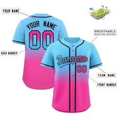 Gradient Full Button Down Fashion Baseball Jersey 2