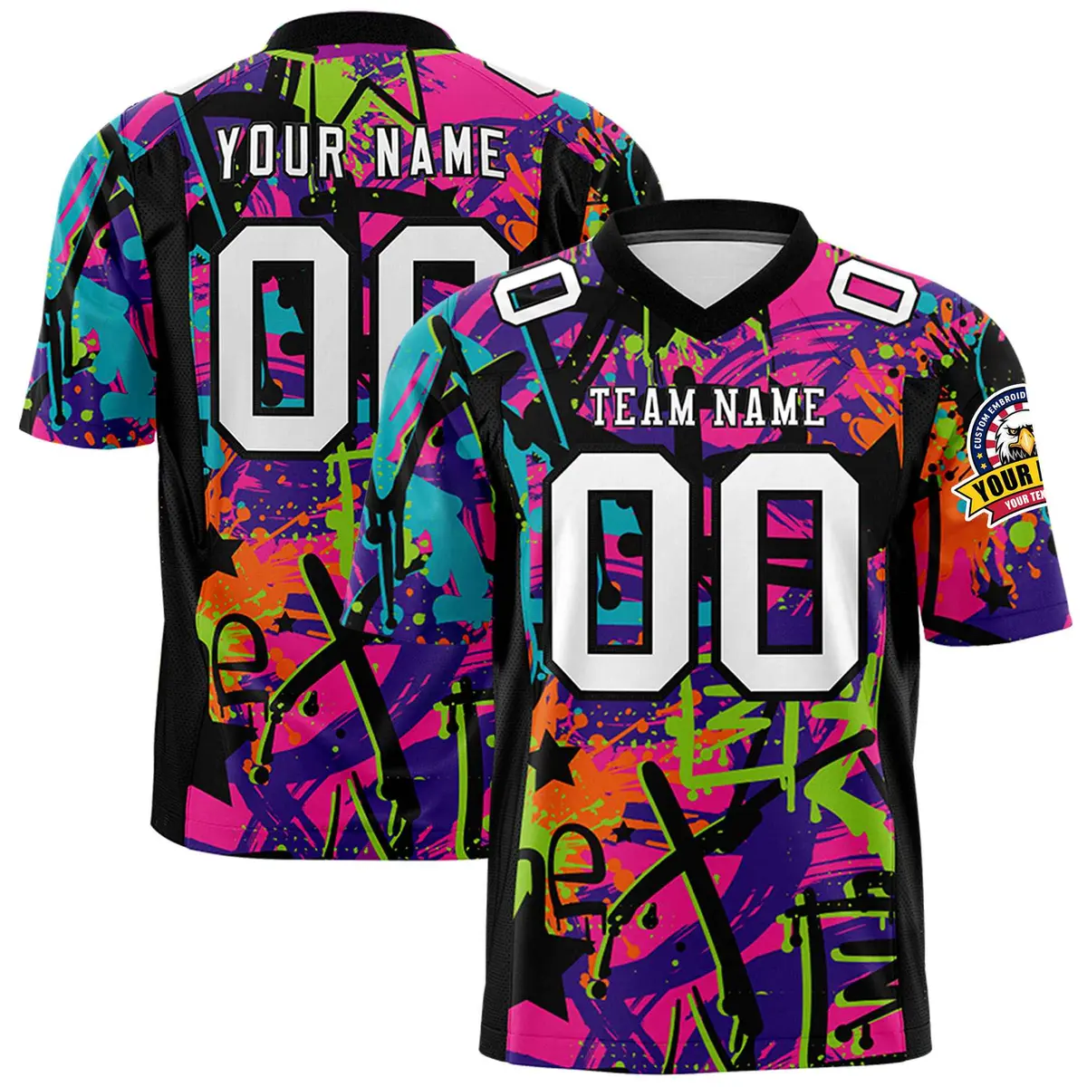 Graffiti Pattern Printed Authentic Football Jersey