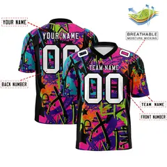 Graffiti Pattern Printed Authentic Football Jersey 2