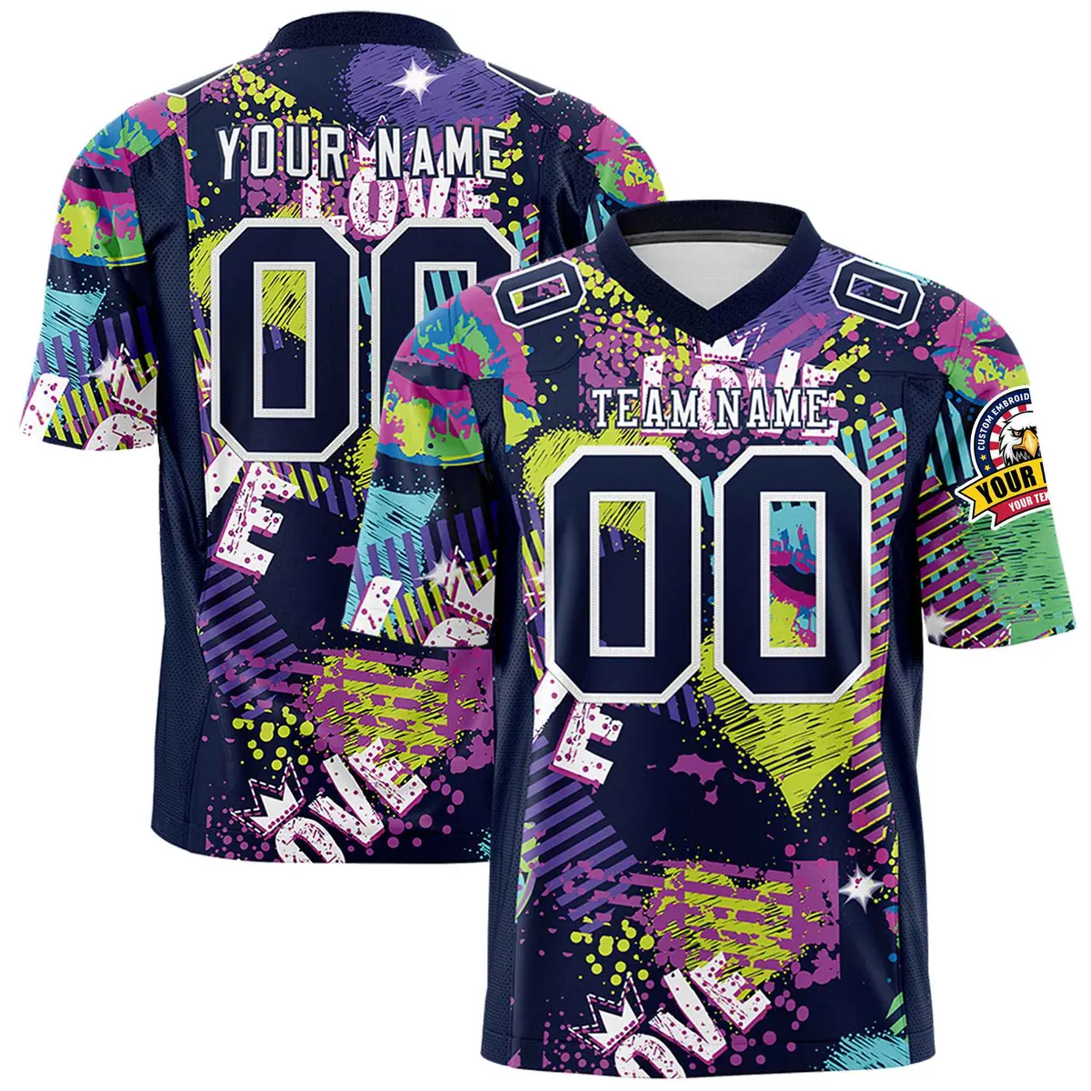 Graffiti Pattern Printed Authentic Football Jersey
