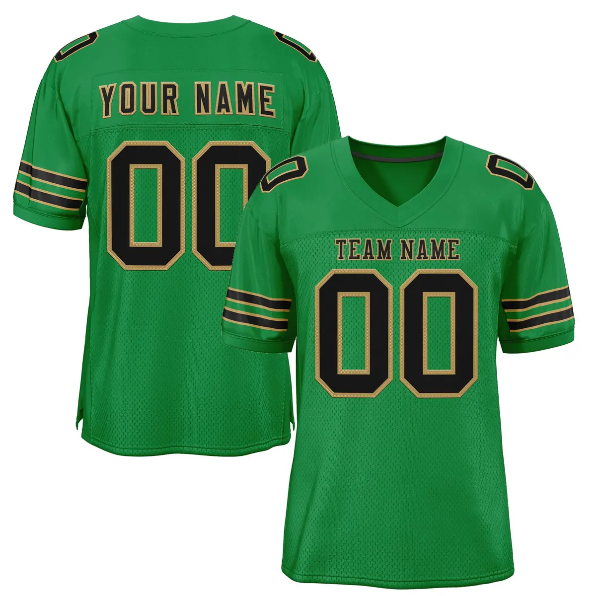 Grass Green Black-Gold Mesh Football Jersey