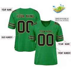 Grass Green Black-Gold Mesh Football Jersey 2