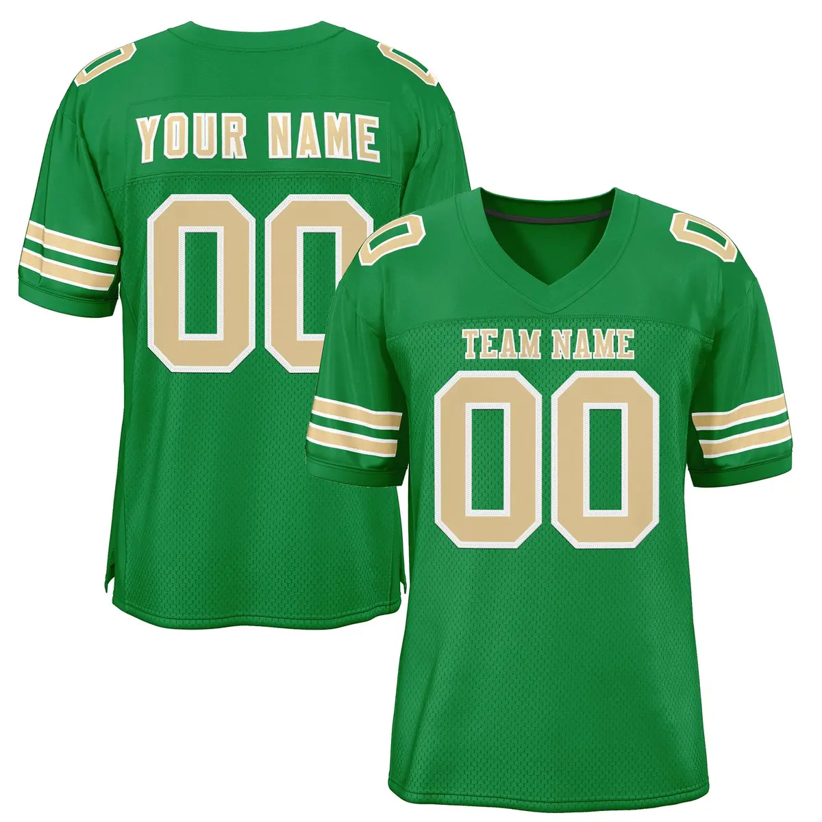 Grass Green Gold-White Mesh Football Jersey