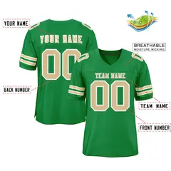 Grass Green Gold-White Mesh Football Jersey 2