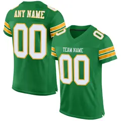 Grass Green White-Gold Classic Mesh Football Jersey 1