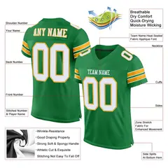 Grass Green White-Gold Classic Mesh Football Jersey 2