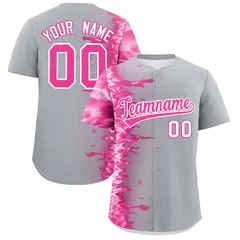 Gray 3D Flame Design Authentic Baseball Jersey 1