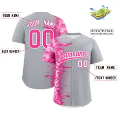 Gray 3D Flame Design Authentic Baseball Jersey 2