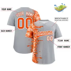 Gray 3D Flame Design Authentic Baseball Jersey 2