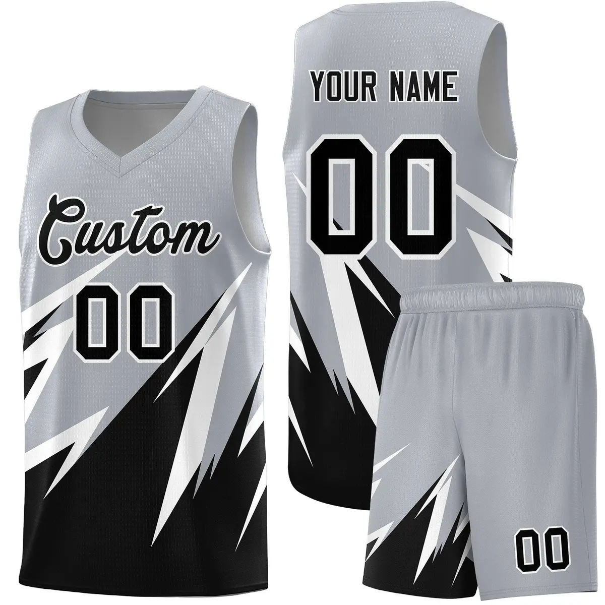 Gray Abstract Mountain Pattern Basketball Jersey