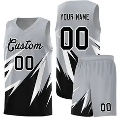 Gray Abstract Mountain Pattern Basketball Jersey 1