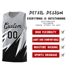 Gray Abstract Mountain Pattern Basketball Jersey 2