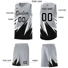 Gray Abstract Mountain Pattern Basketball Jersey 4
