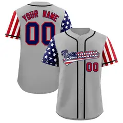 Gray American Flag Design Baseball Jersey