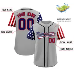 Gray American Flag Design Baseball Jersey 2