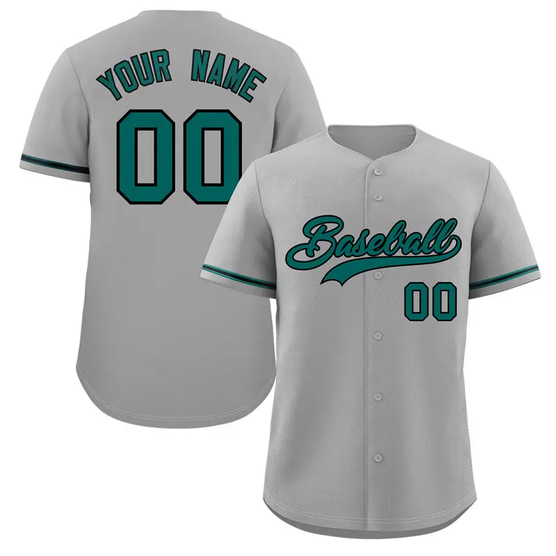 Gray Aqua-Black Authentic Classic Baseball Jersey