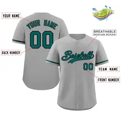 Gray Aqua-Black Authentic Classic Baseball Jersey 2