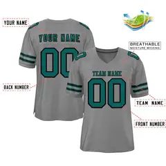 Gray Aqua-Black Classic Style Authentic Football Jersey 2