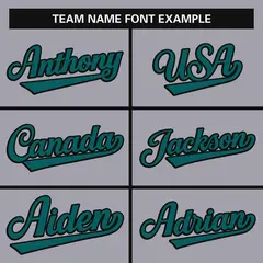 Gray Aqua-Black Full Button Classic Baseball Jersey 3
