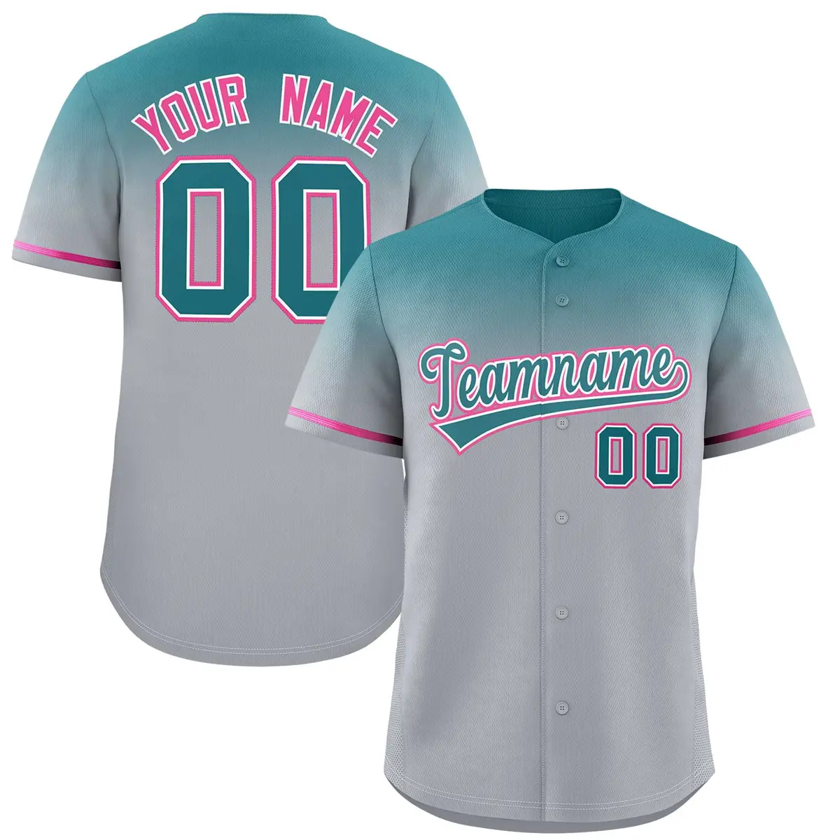 Gray Aqua Gradient Authentic Baseball Jersey
