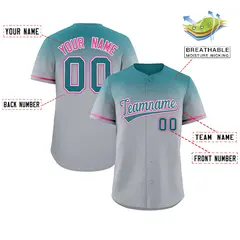 Gray Aqua Gradient Authentic Baseball Jersey 2