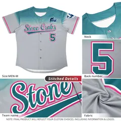 Gray Aqua Gradient Authentic Baseball Jersey 5