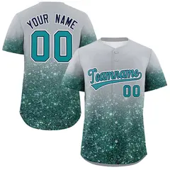 Gray Aqua Gradient Sparkle-Effect Authentic Baseball Jersey 1